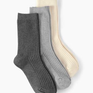 Cider Men's Ribbed Socks Trio - Dark Gray, Light Gray, Cream